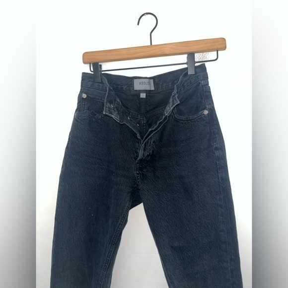 AGOLDE Jamie High Rise Classic Raw Hem Button Fly Black Jeans Size 24 - Picture 7 of 16